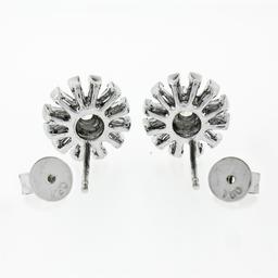 New Unique 18k White Gold 1.02 ctw Round & Baguette Snowflake Post Stud Earrings