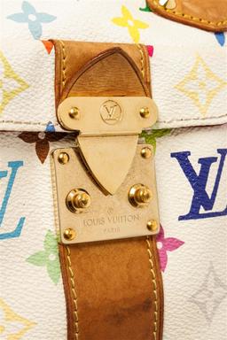 Louis Vuitton White Multicolor Monogram Leather Speedy 30 Satchel Bag