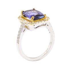 3.31 ctw Tanzanite and Diamond Ring - 14KT White Gold