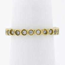 14k Yellow Gold 0.92 ctw Round Milgrain Bezel Set Diamond Eternity Band Ring Sz