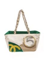 Chanel White Canvas No 5 Sport Shoulder Bag