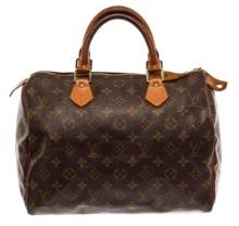 Louis Vuitton Brown Monogram Canvas Leather Speedy 30 Satchel Bag