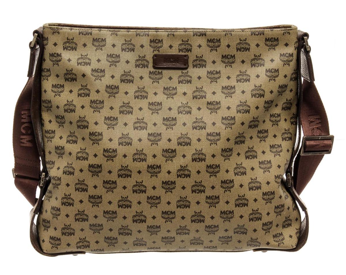 MCM Brown Coated Canvas Crossbody Bag