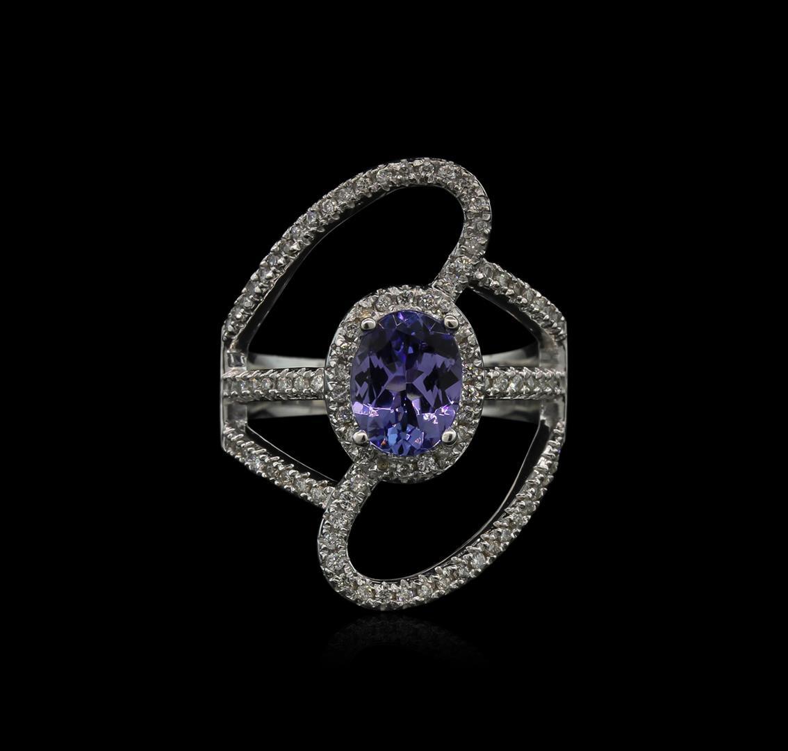 1.50 ctw Tanzanite and Diamond Ring - 14KT White Gold