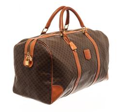 Celine Brown Macadam Pattern Logo Embossed Big Boston Bag