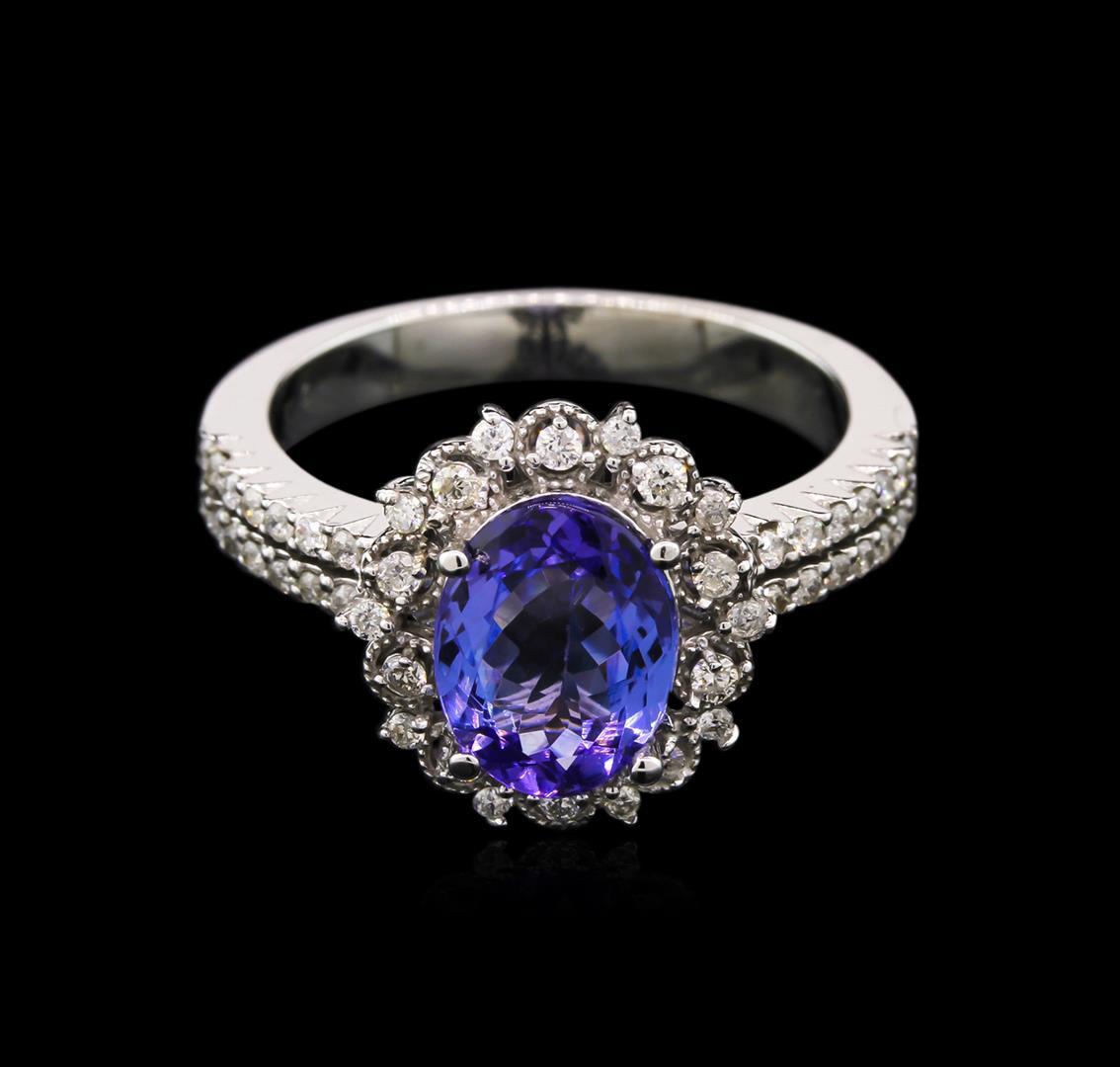 1.88 ctw Tanzanite and Diamond Ring - 14KT White Gold