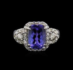 14KT White Gold 2.98 ctw Tanzanite and Diamond Ring