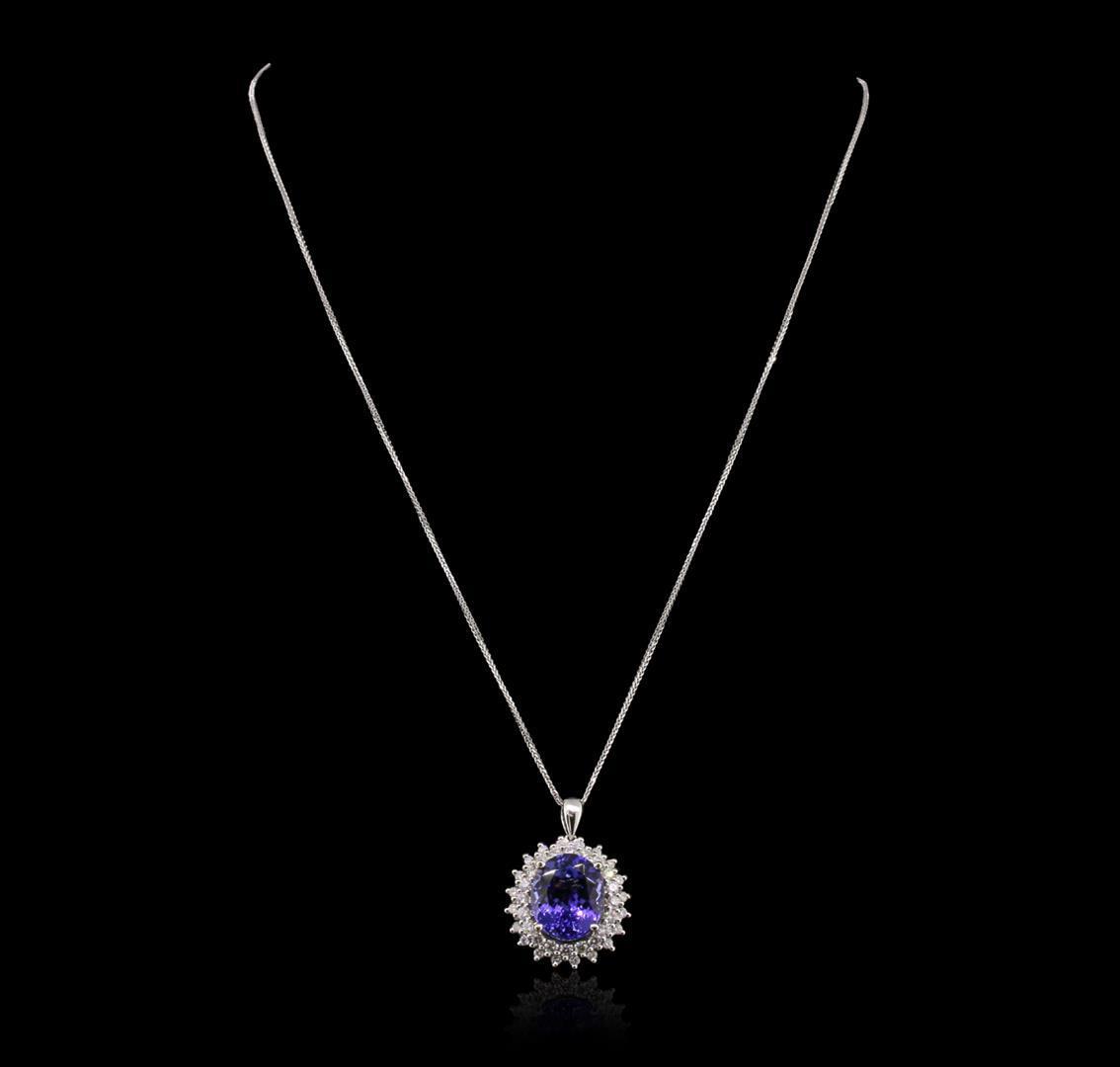 14KT White Gold 9.14 ctw Tanzanite and Diamond Pendant With Chain