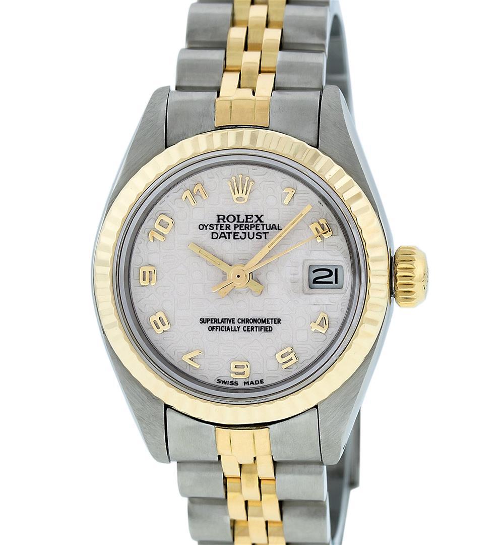 Rolex Ladies 2T Yellow Gold & Stainless Steel Cream Jubilee Wristwatch 26MM