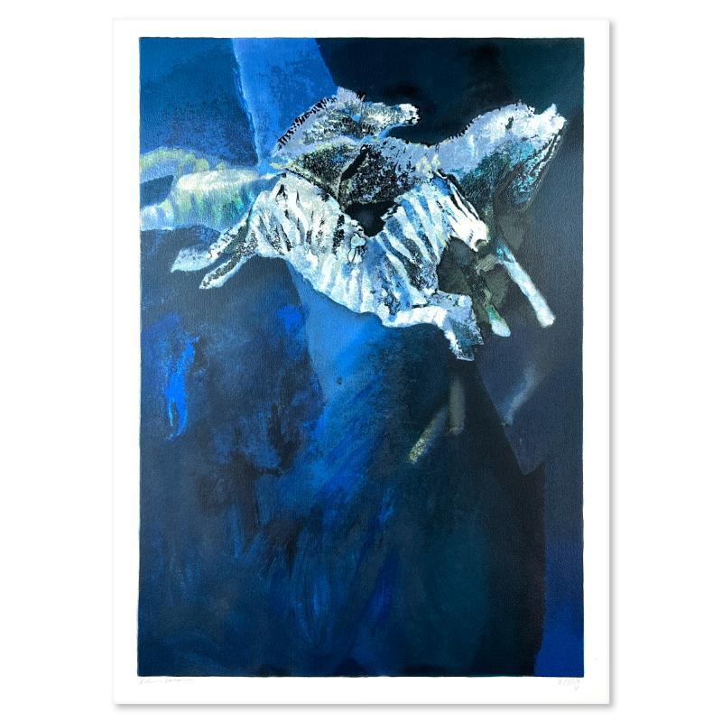 Zebras in Blue by Salomon (1935 - 2014)