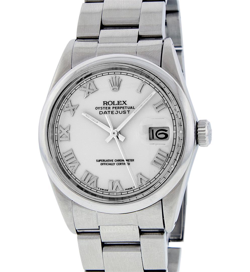 Rolex Mens Quickset Stainless Steel Sapphire Crystal Datejust With Smooth Bezel