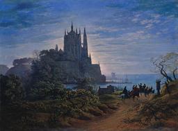 Karl Friedrich Schinkel- Gothic Church on a Rock by the Sea