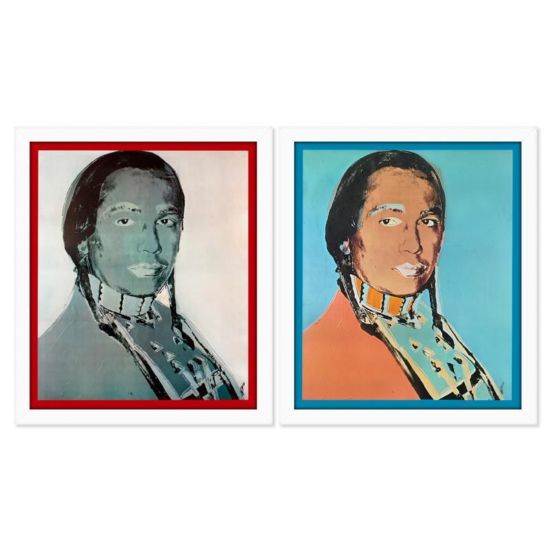 American Indian Series 2 Piece Set (Red & Blue) by Warhol (1928-1987)