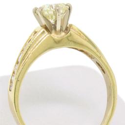 14k Yellow Gold Round Diamond Solitaire Engagement Ring w/ 12 Graduated Accents