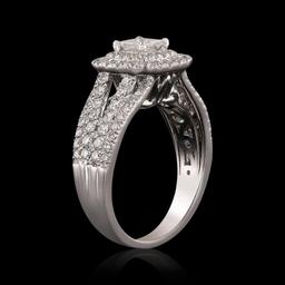 0.46 ctw SI3 CLARITY F COLOR CENTER Diamond Platinum Ring (1.53 ctw Diamonds) EG