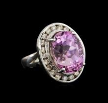 14KT White Gold 16.20 ctw Kunzite and Diamond Ring