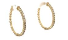 1.60 ctw Diamond Hoop Earrings - 14KT Yellow Gold