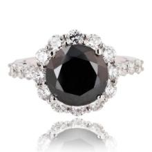 3.55 ctw Black Diamond 14K White Gold Ring (4.77 ctw Diamonds)