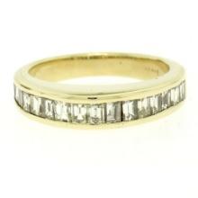 14k Yellow Gold 1.00 ctw Baguette Diamond Channel Domed Wedding Band Ring