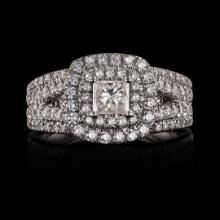 0.46 ctw SI3 CLARITY F COLOR CENTER Diamond Platinum Ring (1.53 ctw Diamonds) EG