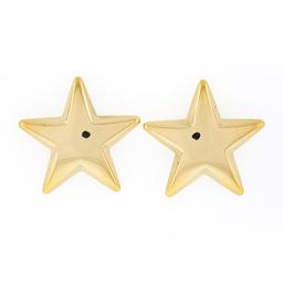 Estate 18k Yellow Gold Puffed & Polished Dual Star Drop Dangle Enhancer Earrings