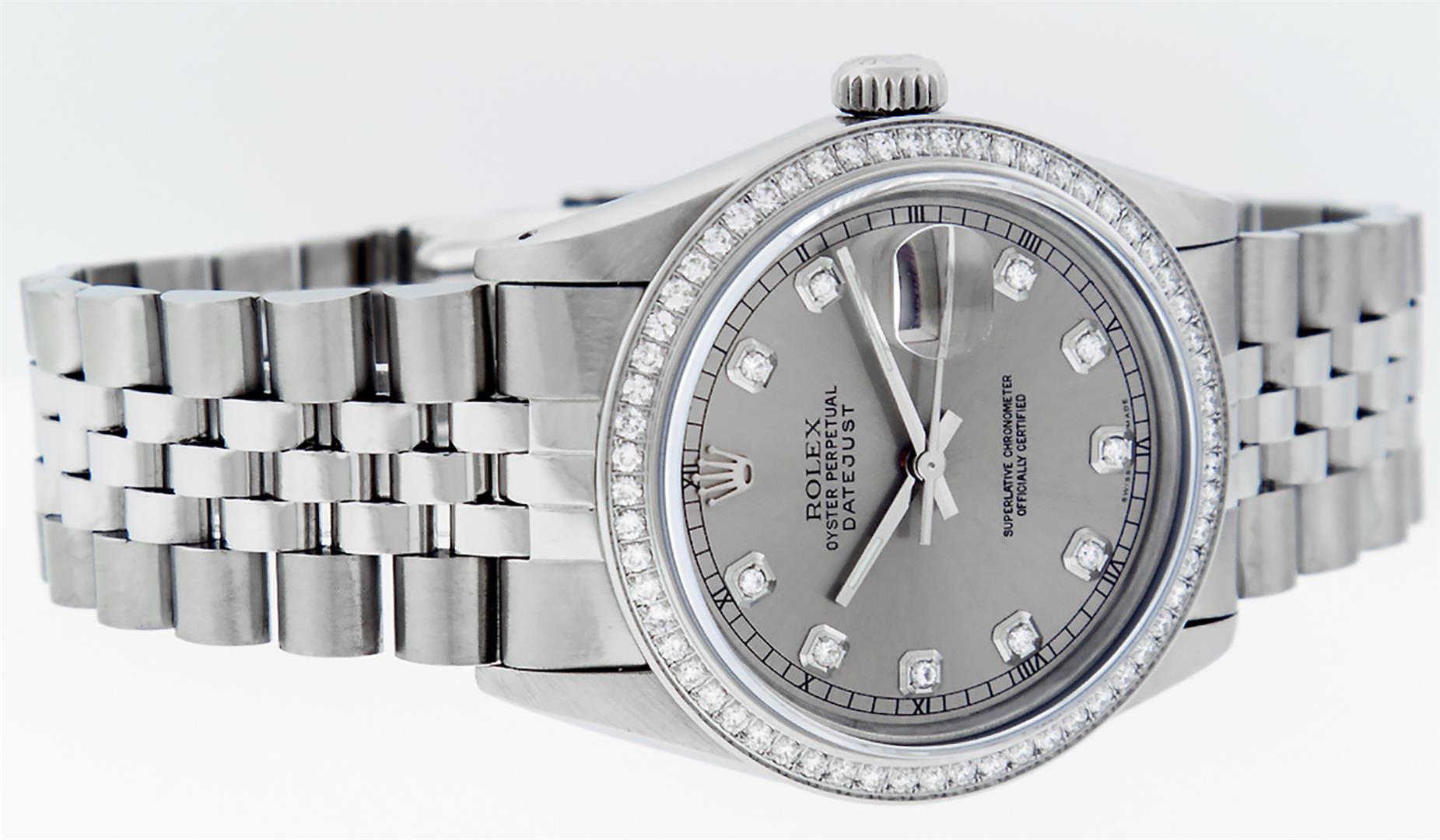 Rolex 36MM Stainless Steel Slate Grey Diamond 36MM Datejust Wristwatch