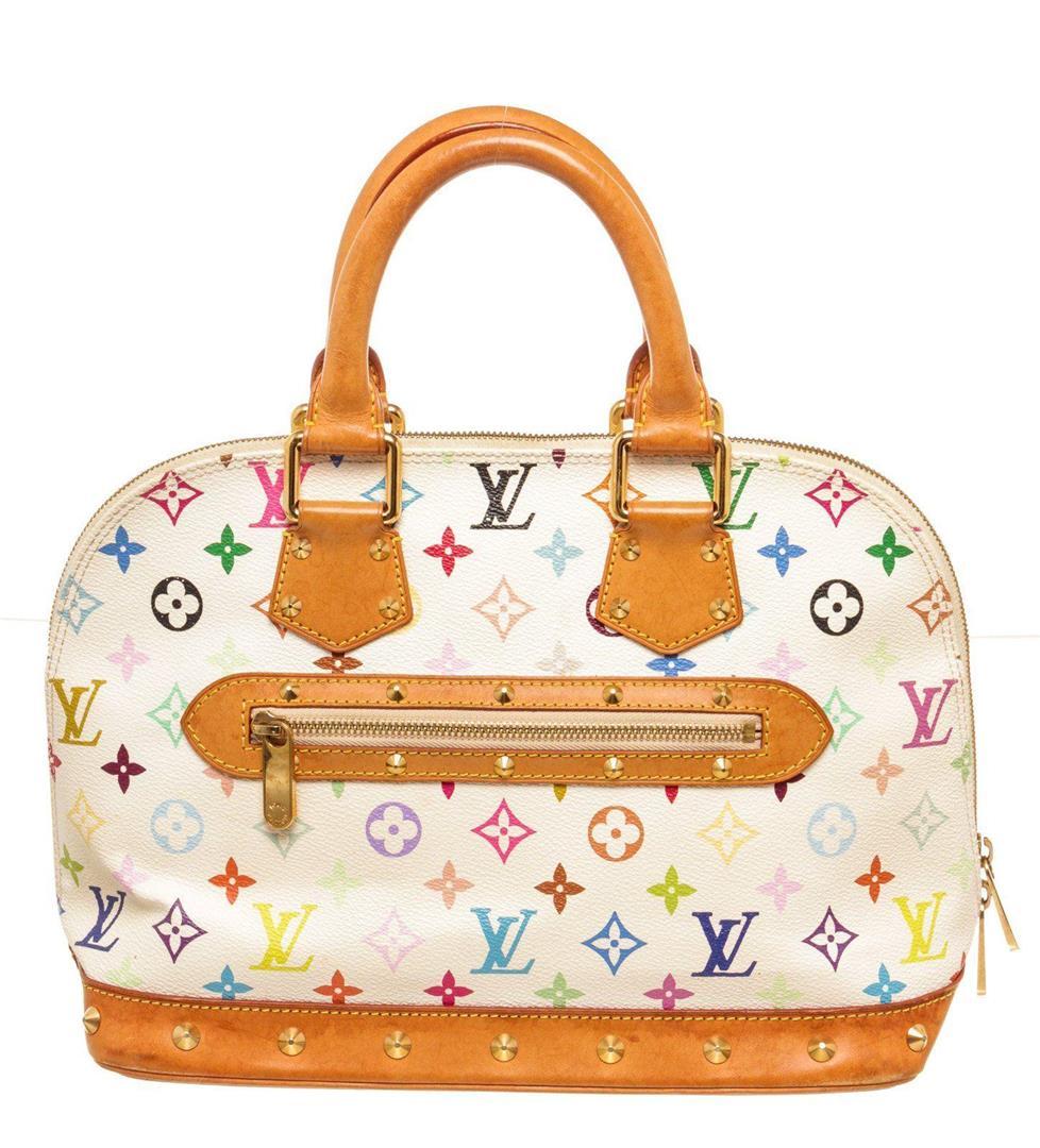 Louis Vuitton White Murakami Alma Satchel Bag