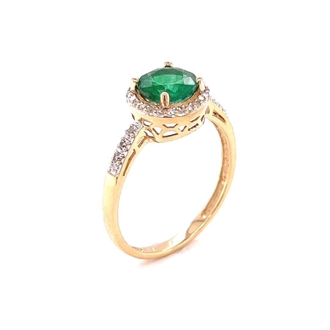 1.17 ctw Emerald & Diamond Ring - 14KT White Gold