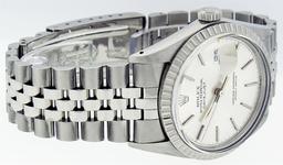 Rolex Mens Stainless Steel 36MM Silver Index Engine Turn Datejust Wristwatch