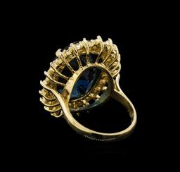 14KT Yellow Gold 22.70 ctw Topaz and Diamond Ring