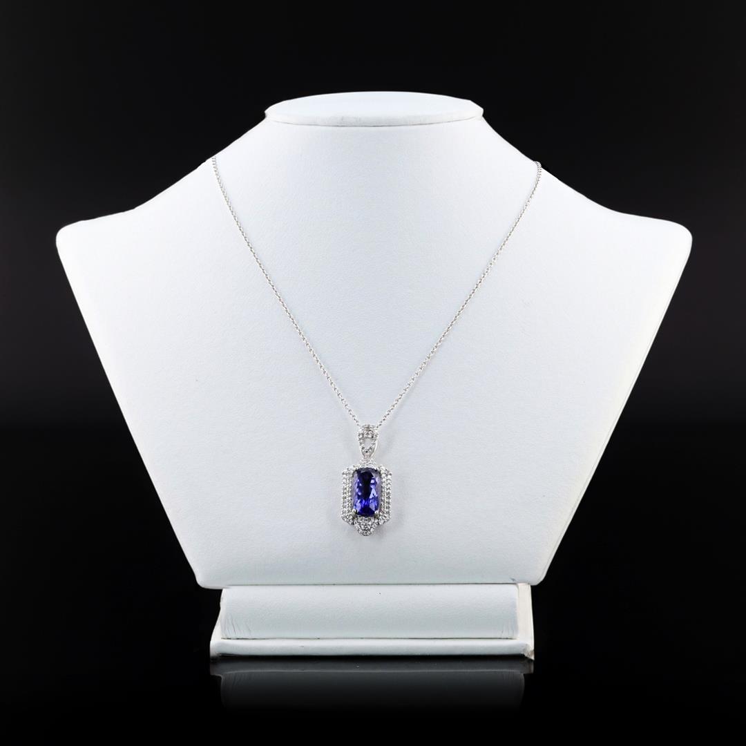 7.90 ctw Tanzanite and 0.95 ctw Diamond Platinum Pendant (GIA CERTIFIED)