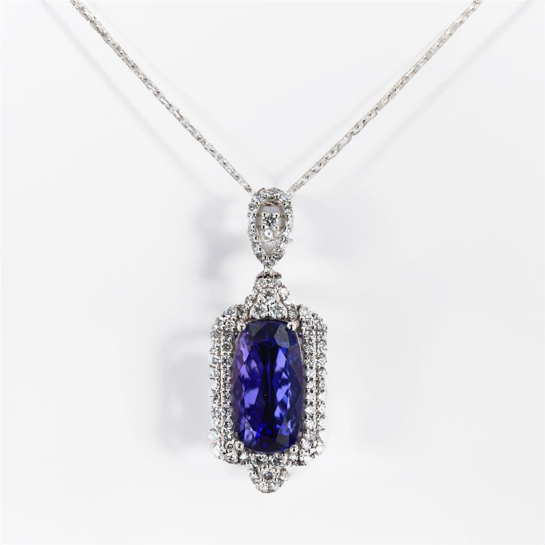 7.90 ctw Tanzanite and 0.95 ctw Diamond Platinum Pendant (GIA CERTIFIED)