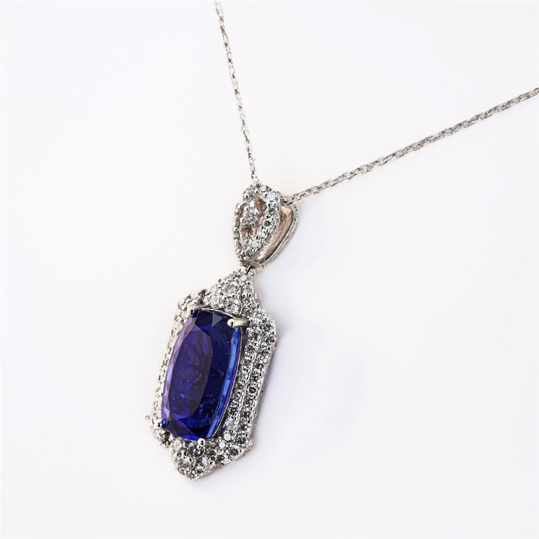 7.90 ctw Tanzanite and 0.95 ctw Diamond Platinum Pendant (GIA CERTIFIED)