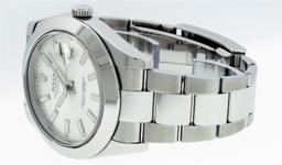 Rolex Mens Stainless Steel White Index Smooth Bezel Oyster Band Datejust Wristwa