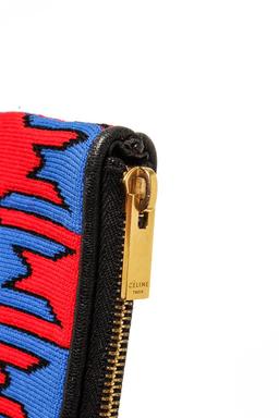 Celine Blue, Multicolor, Red Fabic Houndstooth Zip Pouch