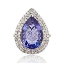 7.04 ctw Tanzanite and 1.09 ctw Diamond 14K White Gold Ring