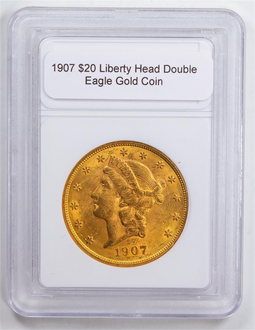 1907 $20 Liberty Head Double Eagle Gold Coin