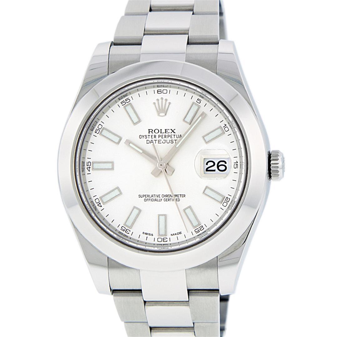 Rolex Mens Datejust 2 White Index Smooth Bezel Datejust 41MM