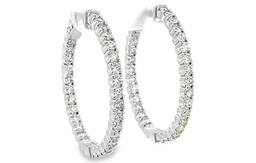 3.25 ctw Diamond Hoop Earrings - 14KT White Gold