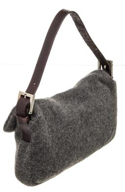 Fendi Black Denim Mamma Baguette Hobo Bag