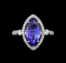 14KT White Gold 2.61 ctw Tanzanite and Diamond Ring