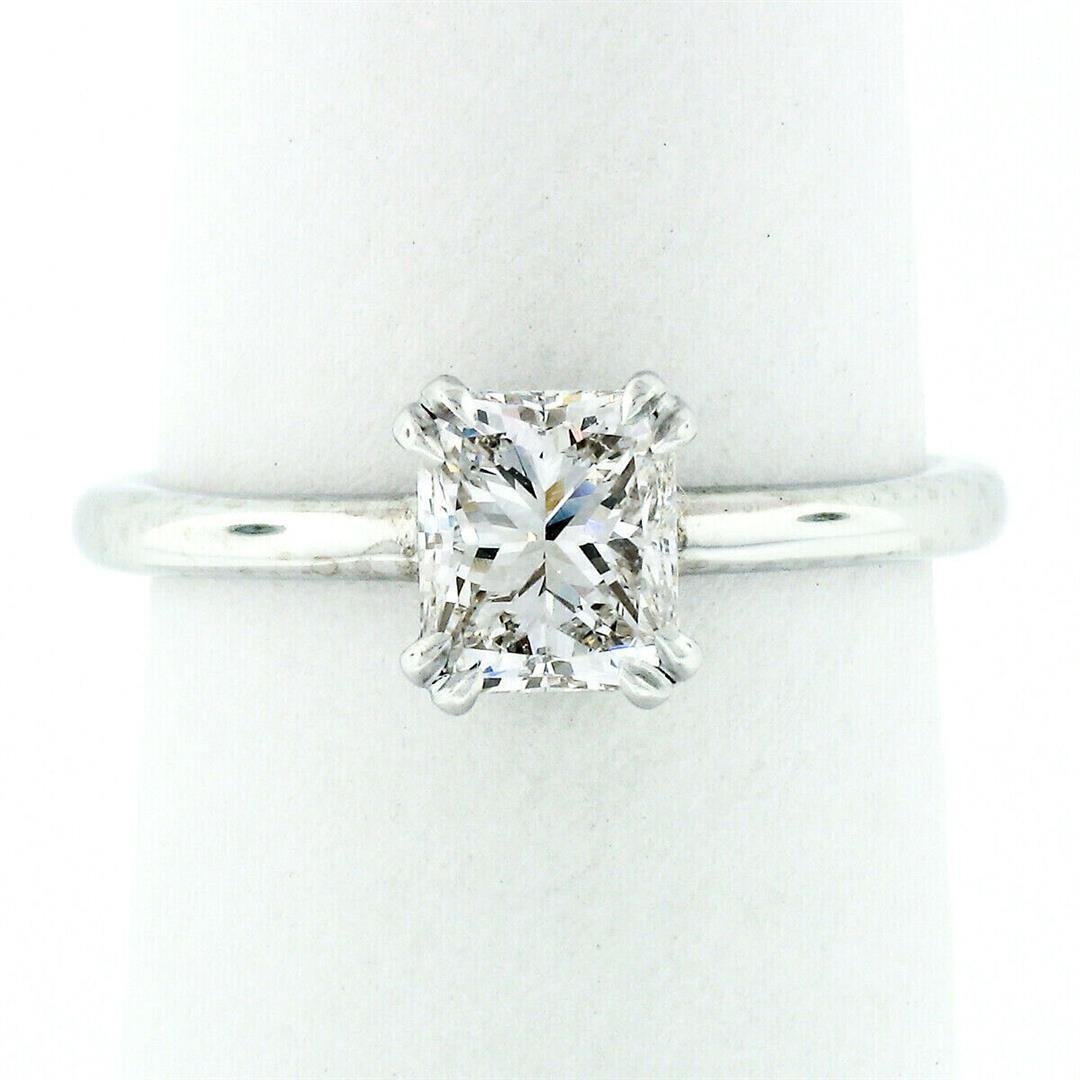 NEW Platinum GIA Certified 1.11 ctw Radiant Cut Diamond Solitaire Engagement Rin