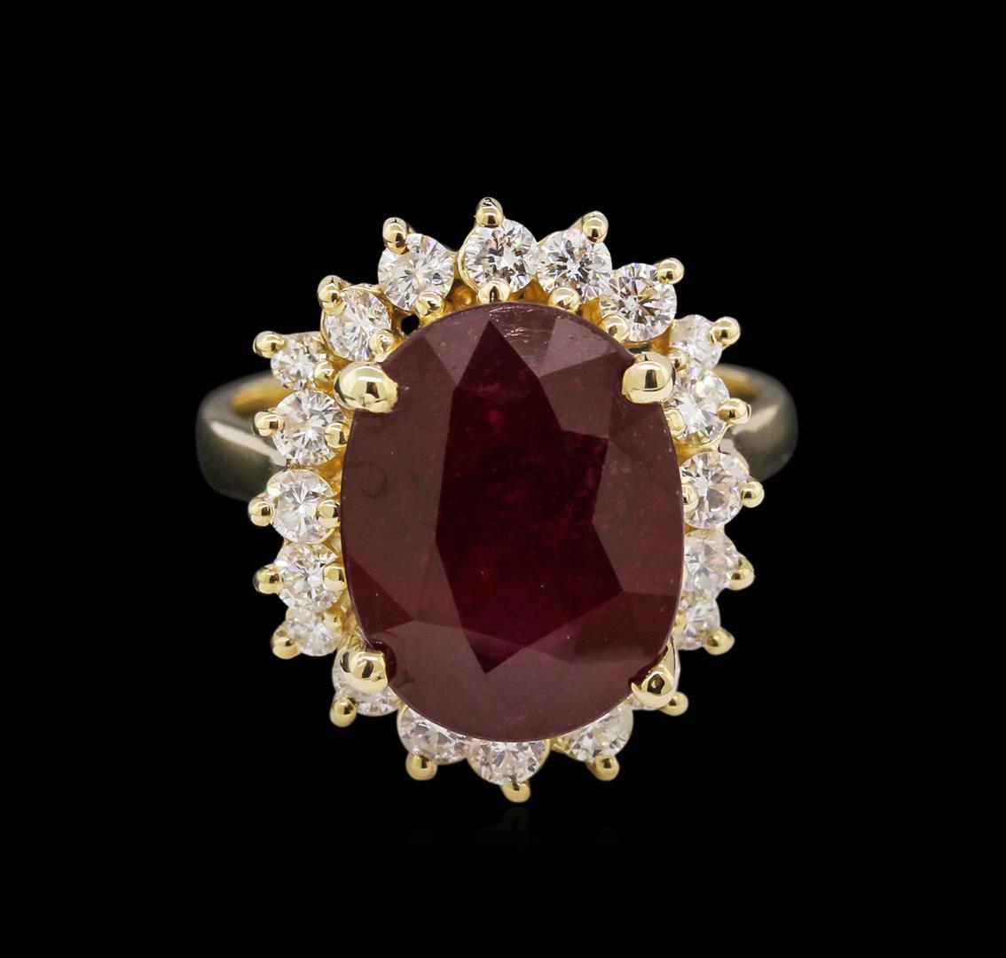 8.25 ctw Ruby and Diamond Ring - 14KT Yellow Gold