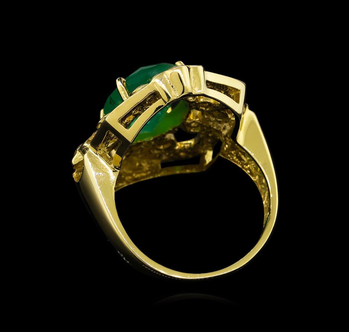 14KT Yellow Gold 3.73 ctw Emerald and Diamond Ring