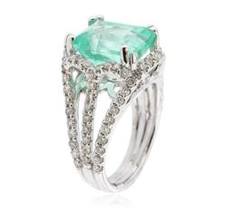 14KT White Gold 5.58 ctw Emerald and Diamond Ring