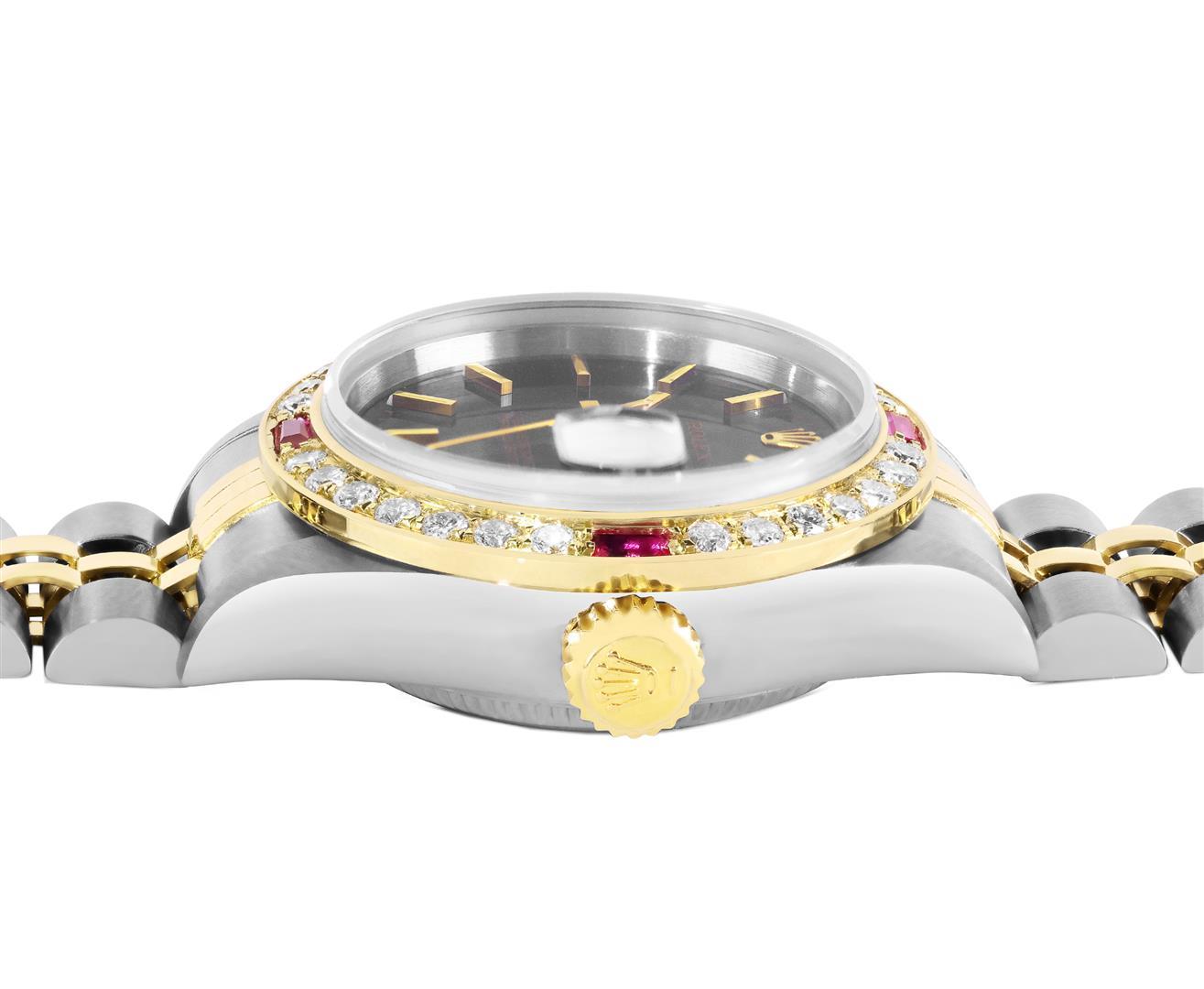 Rolex Quickset Ladies 2Tone 18K Gold Diamond And Ruby Datejust Watch