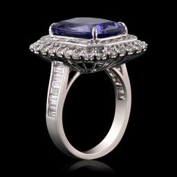 6.58 ctw Tanzanite and 2.24 ctw Diamond 18K White Gold Ring (GIA CERTIFIED)