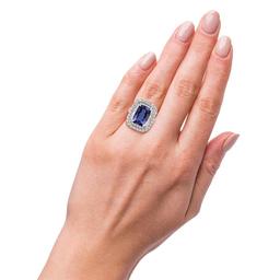 6.58 ctw Tanzanite and 2.24 ctw Diamond 18K White Gold Ring (GIA CERTIFIED)