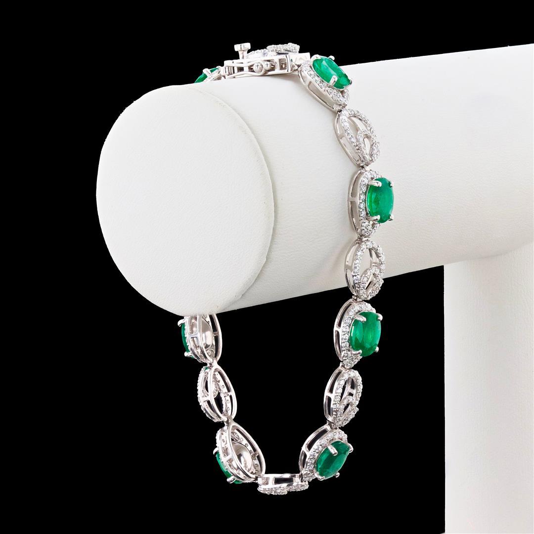 8.88 ctw Emerald and 2.87 ctw Diamond Platinum Bracelet