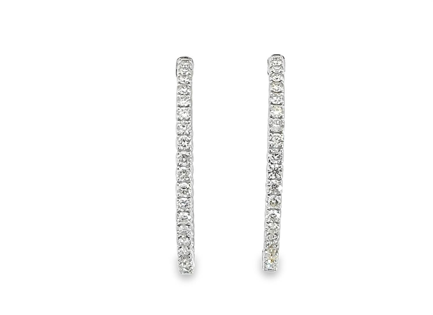 4.63 ctw Diamond Hoop Earrings - 14KT White Gold